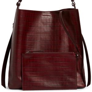 NWT Allsaints Polly Croc Embossed Leather Tote
